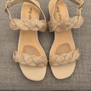 easy street Braided Strap Sandals in Light Beige size 8